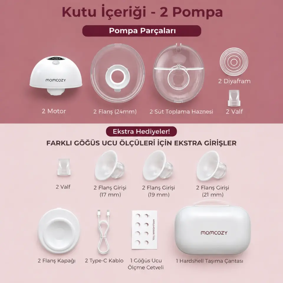 Momcozy M5 Kablosuz Göğüs Pompası (Çiftli)
