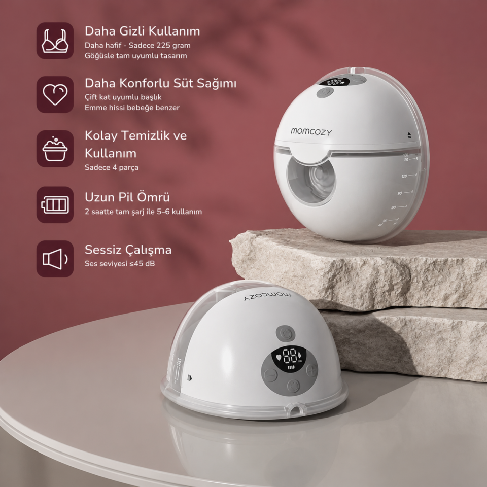 Momcozy M5 Kablosuz Göğüs Pompası (Çiftli)