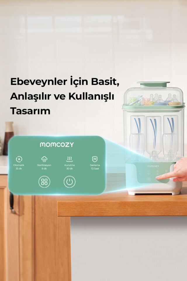 Momcozy Biberon Kurutucu ve Sterilizatörü ( İç İçe Geçen 4’ü 1 Arada Kompakt ve Modüler )