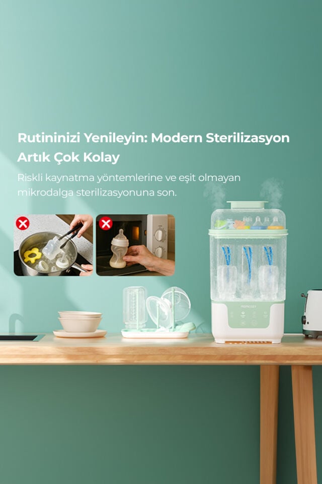 Momcozy Biberon Kurutucu ve Sterilizatörü ( İç İçe Geçen 4’ü 1 Arada Kompakt ve Modüler )